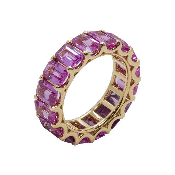 18K Pink Sapphire Eternity Band